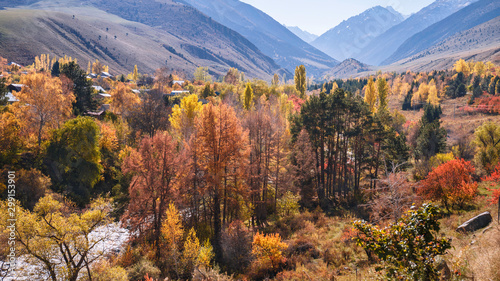  Ala Archa national park valley Bishkeke Kyrgysztan with Tian Shan mountains in background photo