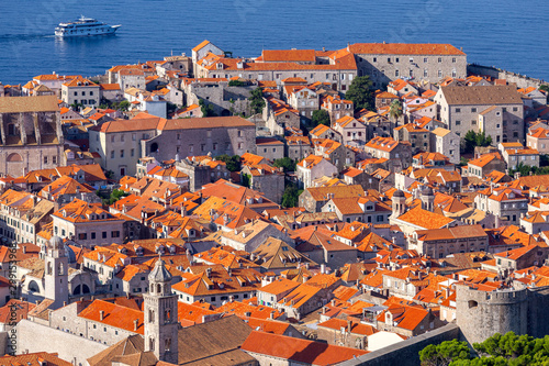 Aerial view of Dubrovnik on a sunny morning.