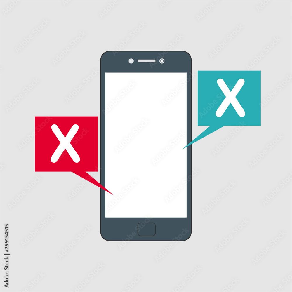 Flat design style modern vector illustration concept set of mobile phone messaging, sms communication with blank speech bubble, new mail message interface template form on smartphone Flat design style modern vector illustration concept set of mobile phone messaging, sms communication with blank speech bubble, new mail message interface template form on smartphone