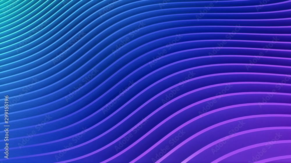Rows of colorful blue and pink stripes waving and swaying. Geometric abstract background with bright strips rippling 3D illustration. Vibrant motion graphics backdrop in 4k