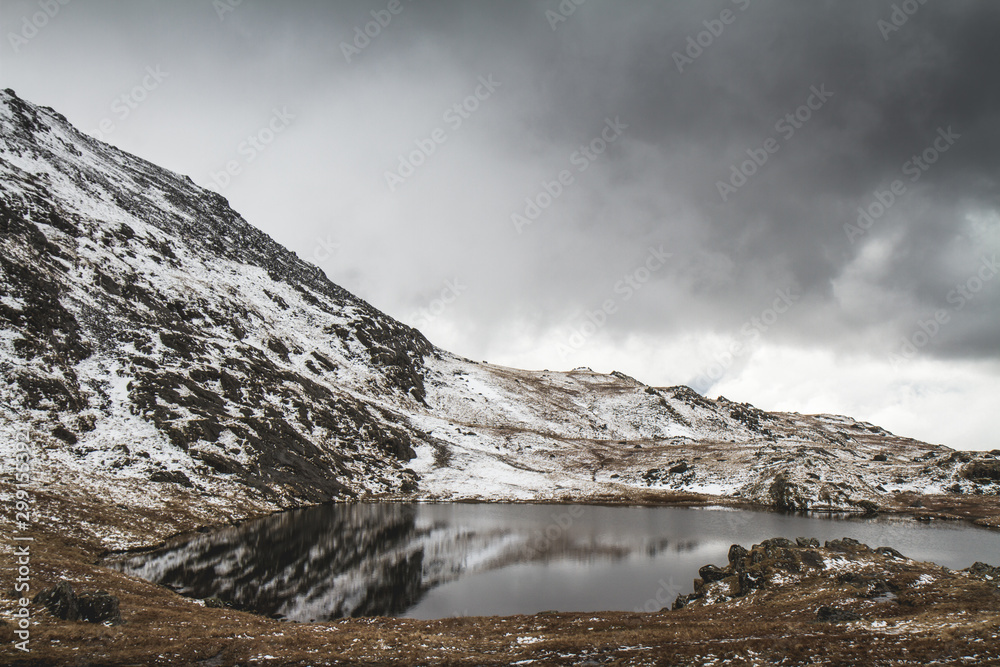 Reflections of Lake Idwal, Llyn Idwal, Snowdonia, Wales