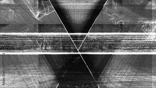 Abstract Background Glitching Triangular Tunnel Black And White 4