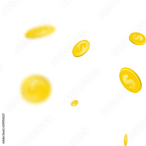 Dollar sign. American money. Cash background, us bill. Money falling.