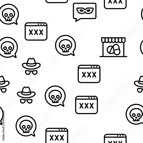 Darknet Vector Seamless Pattern Thin Line Illustration