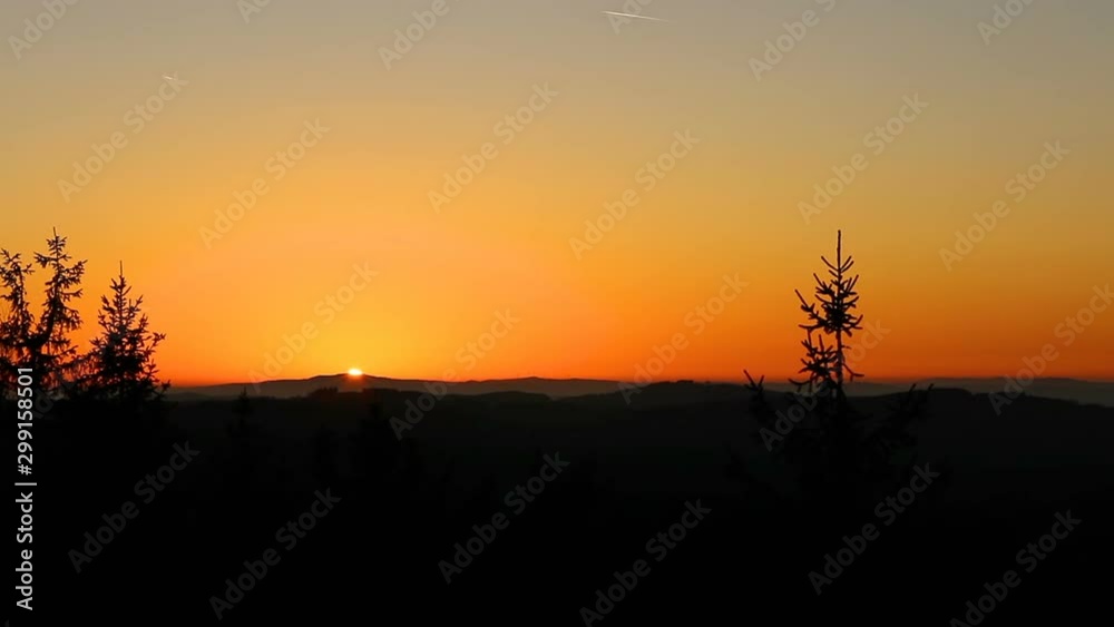 Time lapse sunset on valley with hill, austria landscape Time lapse sunset on valley with hill, austria landscape