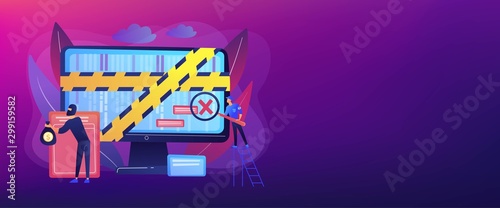 Cyber attack. Law enforcement. Criminal stealing money online. Computer forensics, digital forensic science, computer crime investigation concept. Header or footer banner template with copy space..