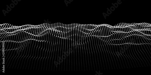 Abstract background digital noise grid from dots on black . Technology concept. Vector illustration.
