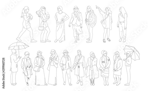 Set of different people characters in casual outfit.