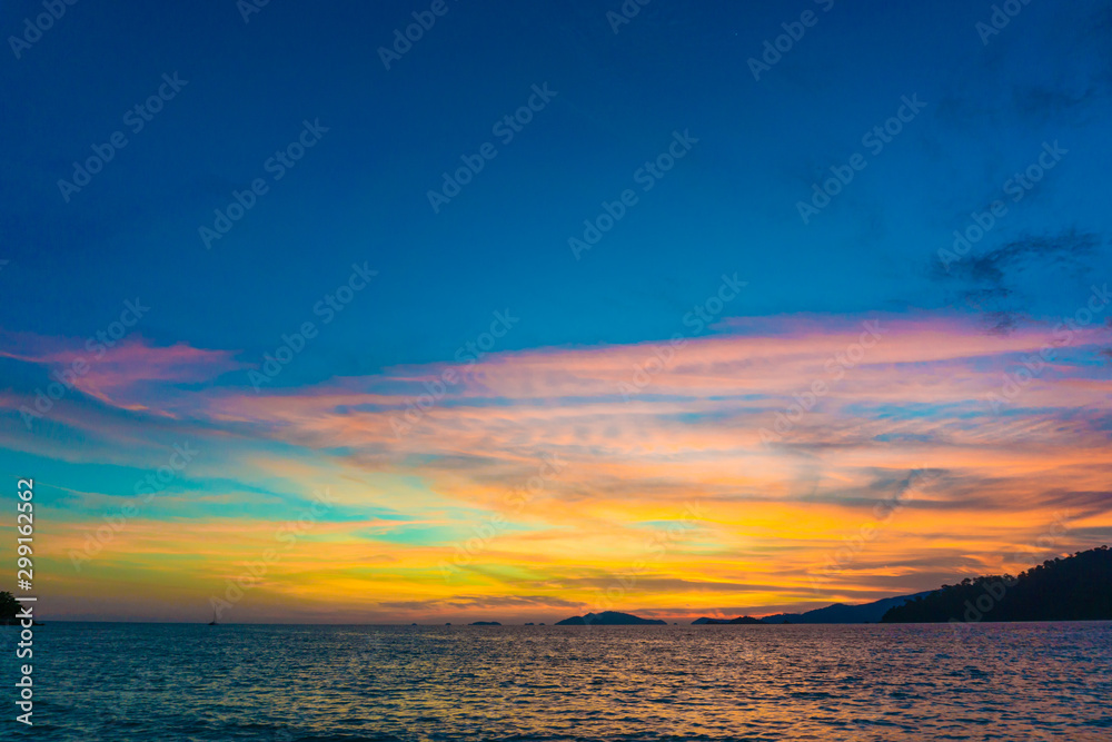 Andaman sea sunset background on the sky