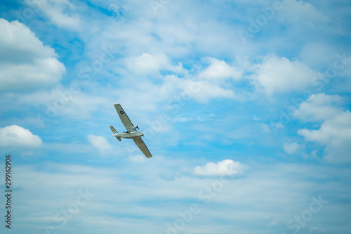 KRAKOW / POLAND - JUNE 23, 2019:  low-altitute flight amphibia Consolidted PBY ”Catalina” during Air Picnic Krakow, Poland.