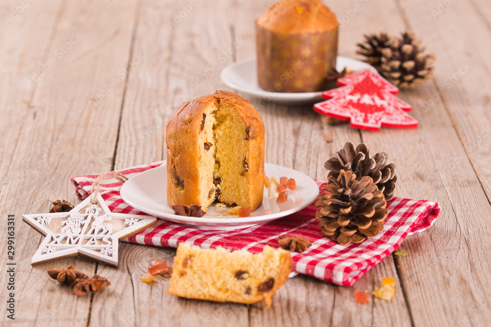 Panettone, italian christmas cake . Panettone, italian christmas cake .