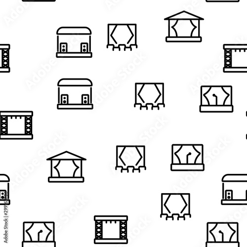 Stage Construction Vector Seamless Pattern Thin Line Illustration