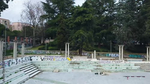 AERIAL DRONE SHOT OF SKATEBOARDER photo