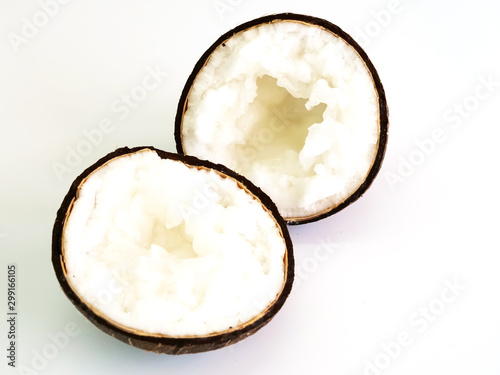 Coconut milk, isolated on a white background.