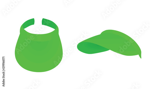 Green long visor cap. vector illustration