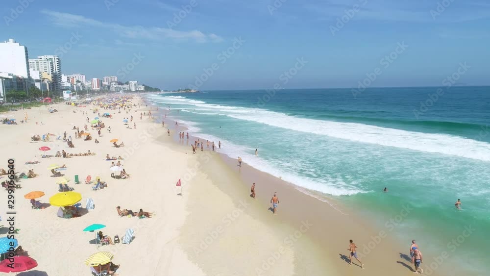 Aerial image of Barra da Tijuca beach in Rio de Janeiro. Brazilian beach. 4K. Aerial image of Barra da Tijuca beach in Rio de Janeiro. Brazilian beach. 4K.