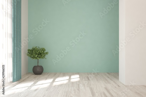 Fototapeta Naklejka Na Ścianę i Meble -  Stylish room in blue color with sofa. Scandinavian interior design. 3D illustration