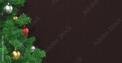Christmas Tree Branches with Dark Fabric Background