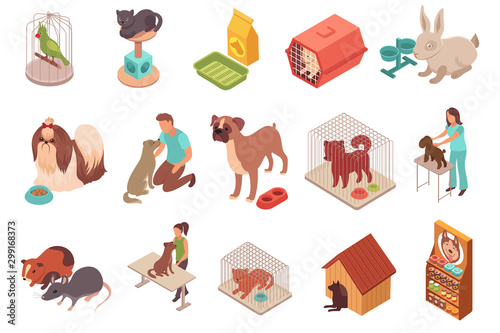 Pet Animals Isometric Icons