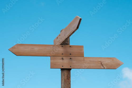 blank wooden direction signs mock-up - empty road sign isolated