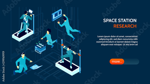 Fototapeta Naklejka Na Ścianę i Meble -  Isometric Spaceman Banner