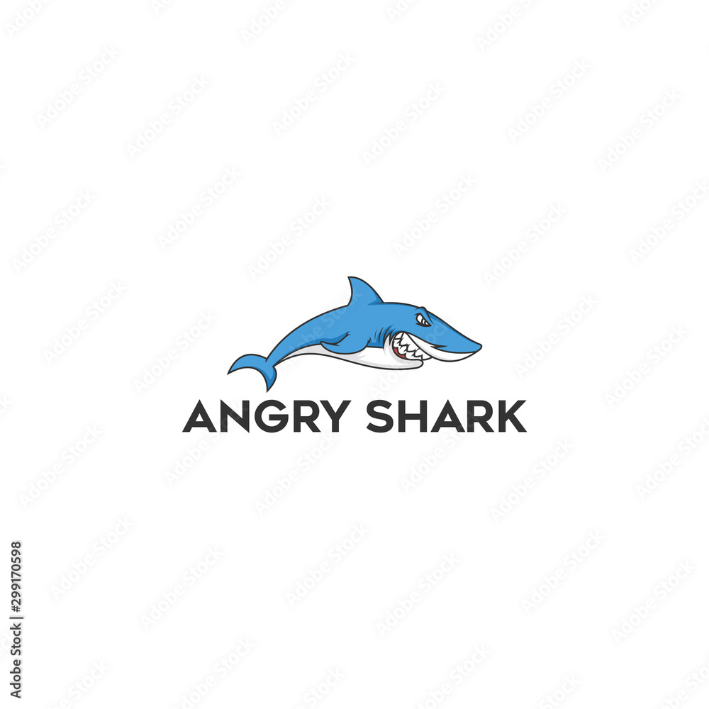 Vector illustration of cartoon angry shark Vector illustration of cartoon angry shark