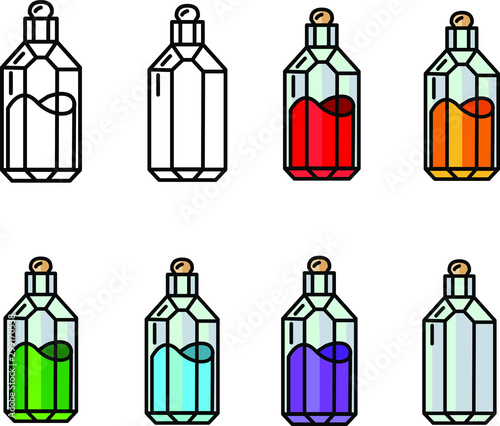 potion bottles   multicolored. Rpg game inventory item icon assets