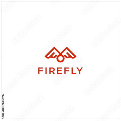 Abstract Fire Fly FF wing logo design inspiration, vector