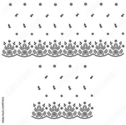 lace seamless pattern. 3Dillustration. technical drawing. embroidery artwork. vector line graphic. Broderie anglaise