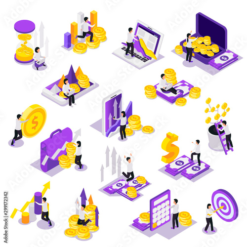 Investment Isometric Icon Set