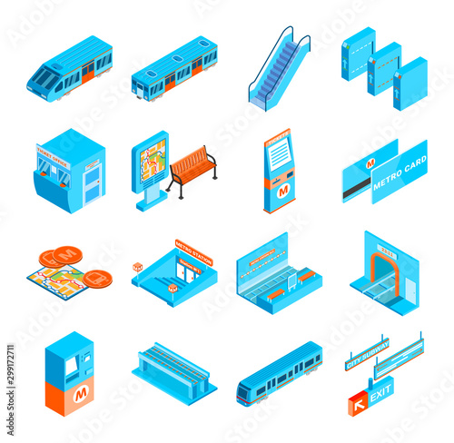 Metro Isometric Icons Set