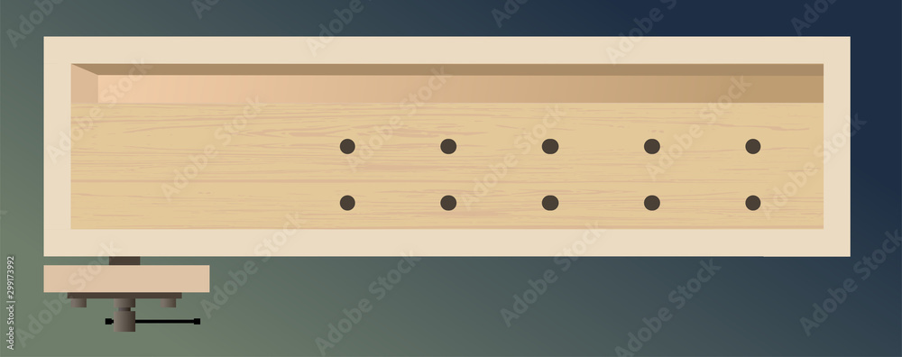 Craft table, carpentry workbench for the workshop. View from above. Vector illustration. A desktop for a craftsman, a carpenter, working with wood. Workbench with tools. Craft table, carpentry workbench for the workshop. View from above. Vector illustration. A desktop for a craftsman, a carpenter, working with wood. Workbench with tools.