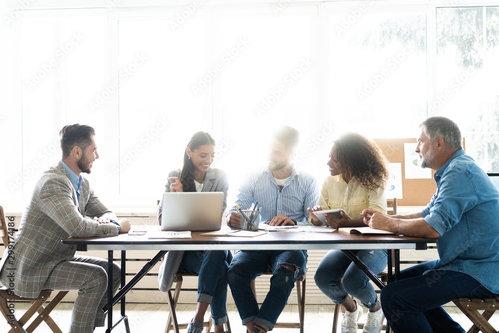 Colleagues at an office meeting