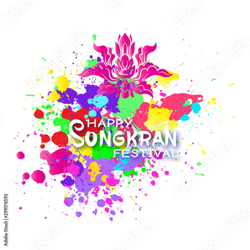 Songkran Thai New Year Thailand, a traditional national holiday. Water festival. Poster, banner, advertisement. Stock vector illustration