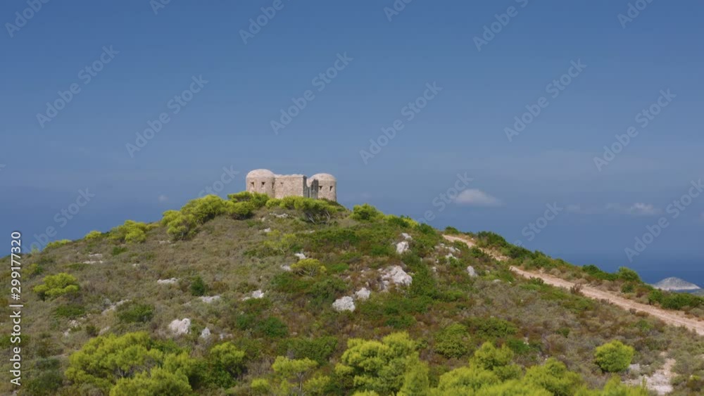 Picturesque aerial view of Torre Veneziana on Zakynthos island in Greece Picturesque aerial view of Torre Veneziana on Zakynthos island in Greece