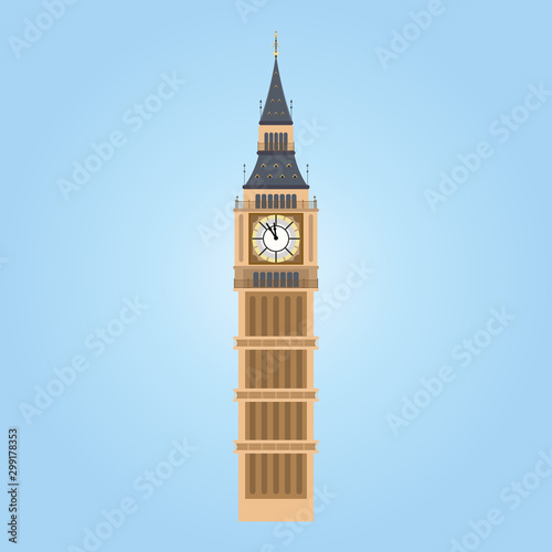 Vector Illustration of Big Ben Tower, London. Big ben icon 