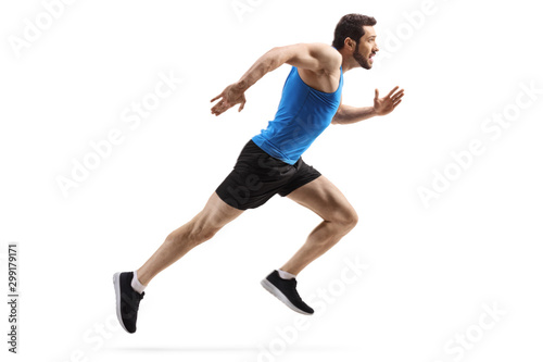 Fit man starting to run fast