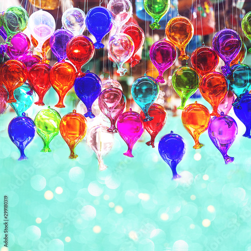 Colorful murano glass balls handmade in Venice, Italy.