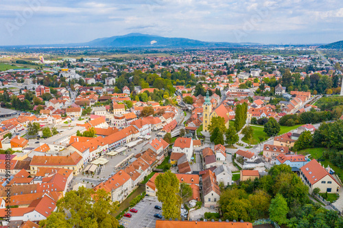 Samobor, Croatia, panoramic view frome drone over city center