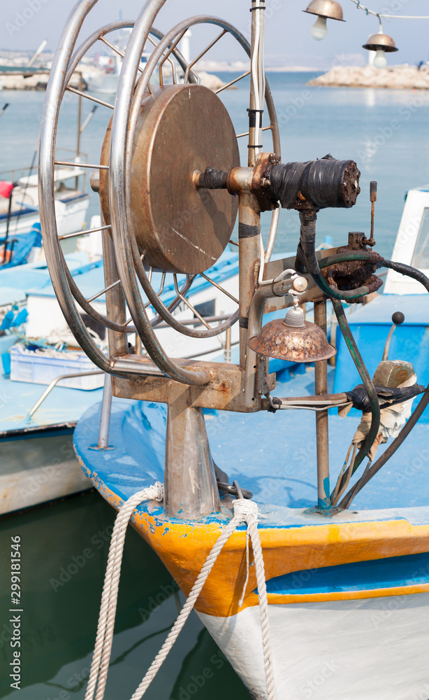 Bow winch on fishing boat