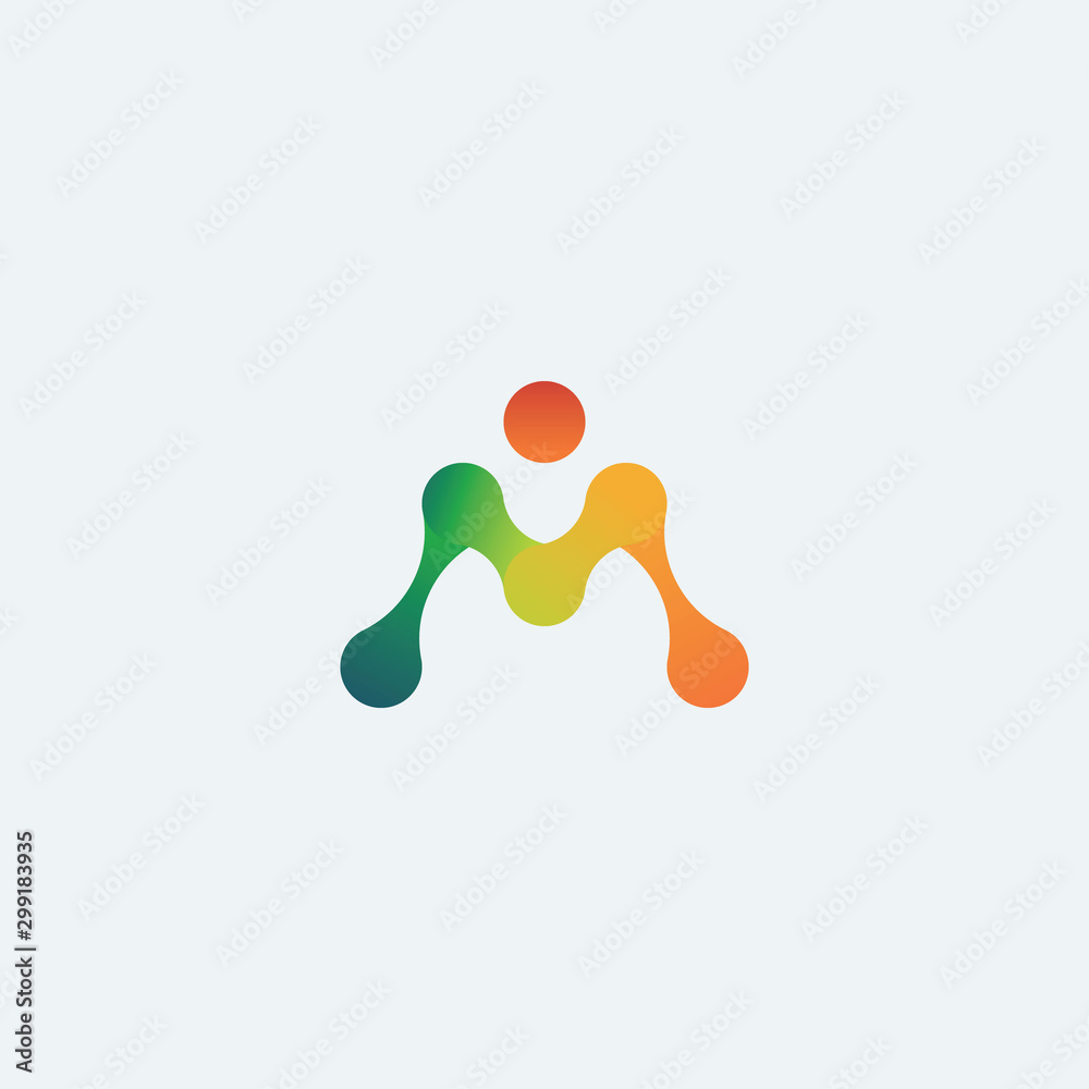 Letter M Logo Design, Concept Colorful Initial M. Letter M Logo Design, Concept Colorful Initial M.