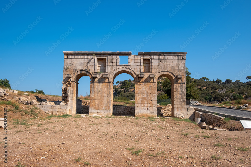 Arch of Mettius Modestus in ancient Lycian city Patara. Antalya Province. Turkey
