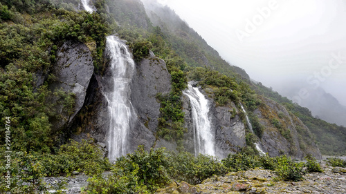 Franz Josef Glacier and valley floor, Westland, South Island, New Zealand