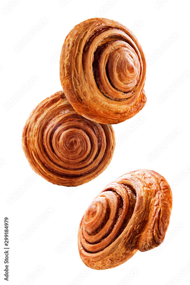 Cinnamon bun on a white isolated background
