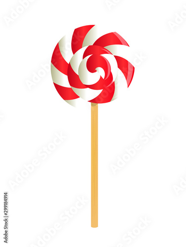 Swirl red and white lollipop. vector