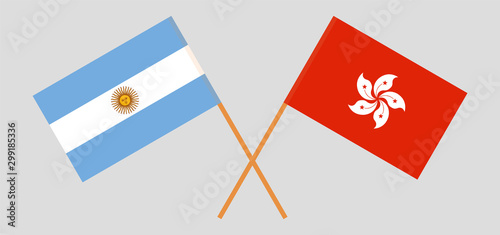 Canvas Print Hong Kong and Argentina. Hongkong and Argentinean flags