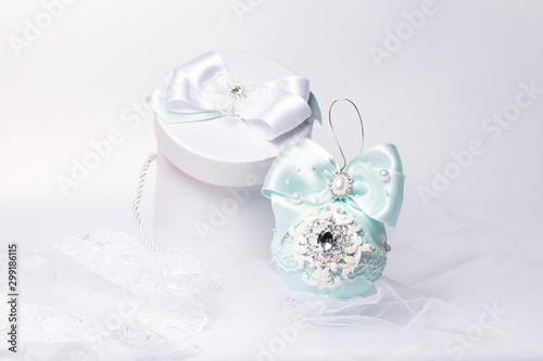 Blue handmade christmas ball with box