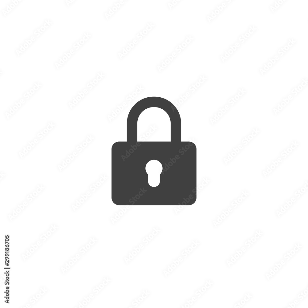 Lock icon in black color on a white background Lock icon in black color on a white background