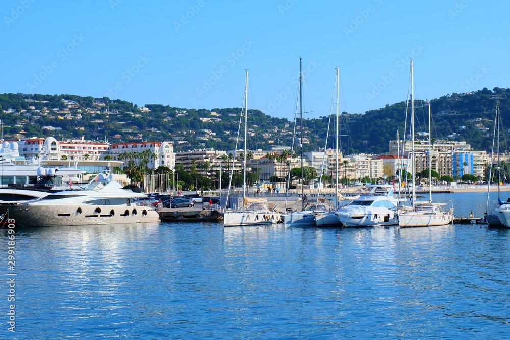 View from the sea to Cannes, France