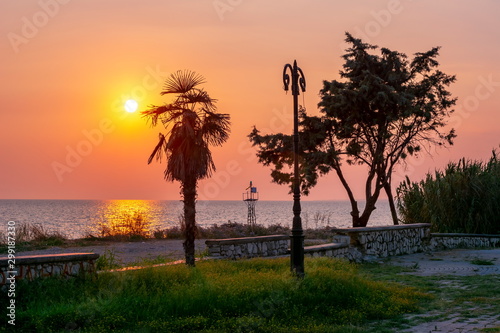 Sunset in Nea Potidea, Kassandra peninsula, Chalkidiki, Greece photo